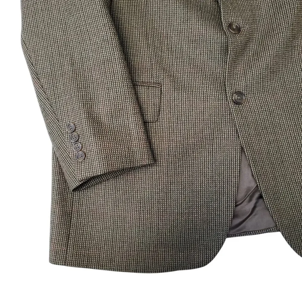 Vinage Chaps Ralph Lauren Ivy Prep Wool Blazer Jacket Sport Coat Houndstooth 42T